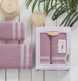 Набор махровых полотенец арт. Petek цвет розовый