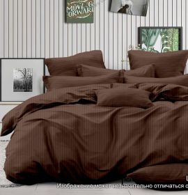 Комплект постельного белья однотонный из страйп сатина цвет шоколад купить | baybay.by