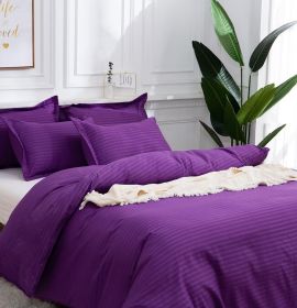 Комплект постельного белья однотонный из страйп сатина цвет фиолетовый купить | baybay.by