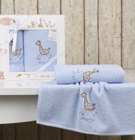 Набор детских банных полотенец арт. Bambino-giraffe цвет голубой