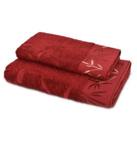 Бамбуковое полотенце арт. Дерево цвет бордо