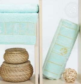 Комплект бамбуковых полотенец арт. Дизайн цвет голубой