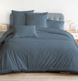 Комплект постельного белья однотонный из сатина цвет серо-синий купить | baybay.by