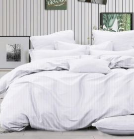 Комплект постельного белья однотонный из страйп сатина цвет белый купить | baybay.by