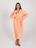 Женский махровый халат с шалькой персиковый М3-02-32
