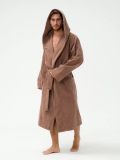 Мужской махровый халат с капюшоном коричневый М3-05-118