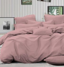 Комплект постельного белья однотонный из страйп сатина цвет пудра купить | baybay.by