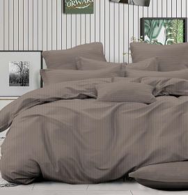 Комплект постельного белья однотонный из страйп сатина цвет натуральный купить | baybay.by