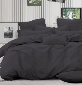 Комплект постельного белья однотонный из страйп сатина цвет графит купить | baybay.by