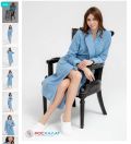 Женский махровый халат голубой М3-32-62