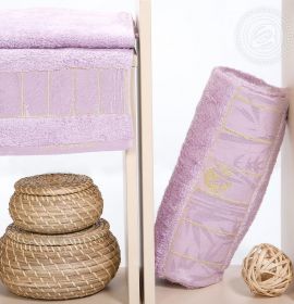 Комплект бамбуковых полотенец арт. Дизайн цвет сиреневый